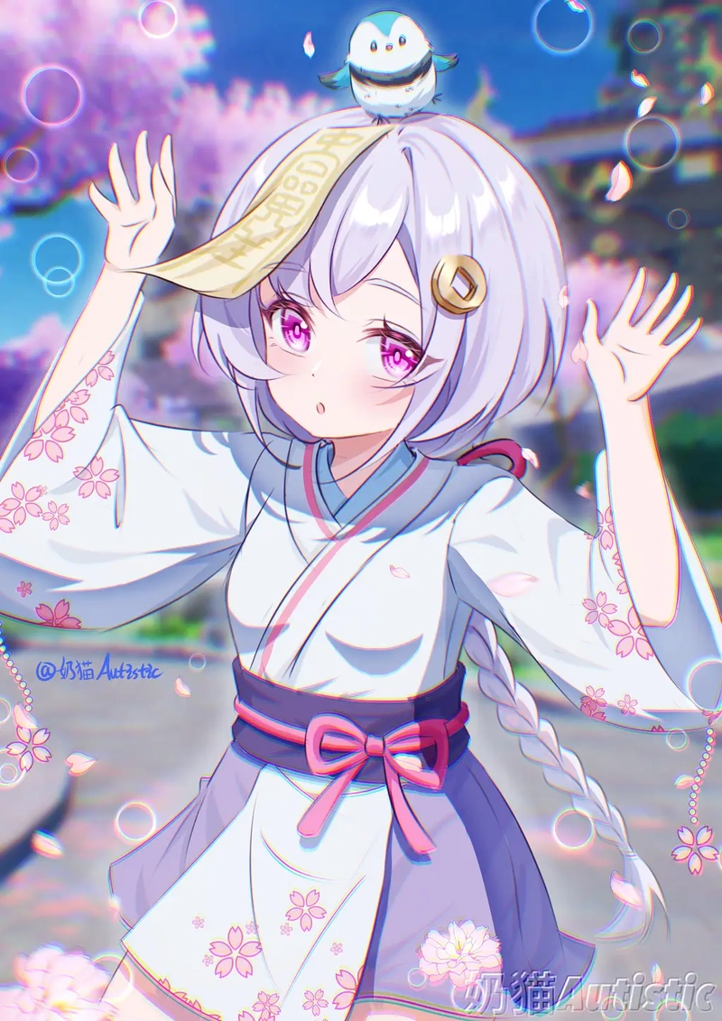 ảnh Qiqi anime mặc kimono