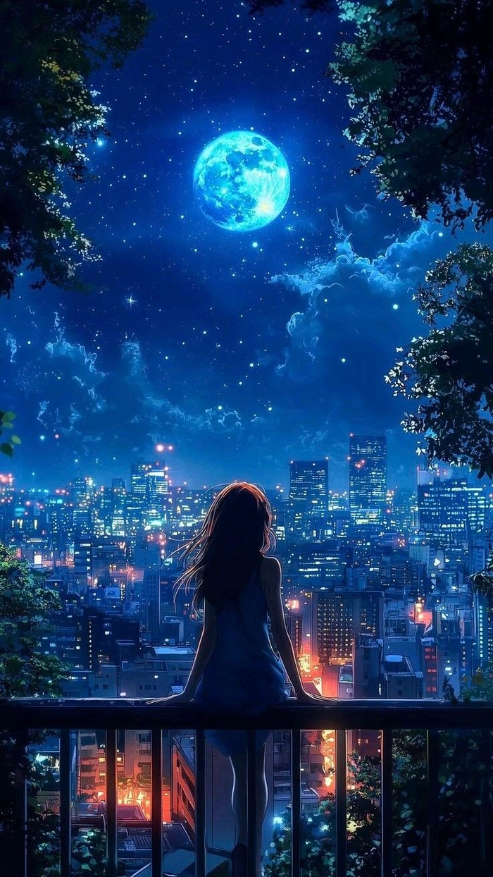 ảnh anime buồn ánh trăng