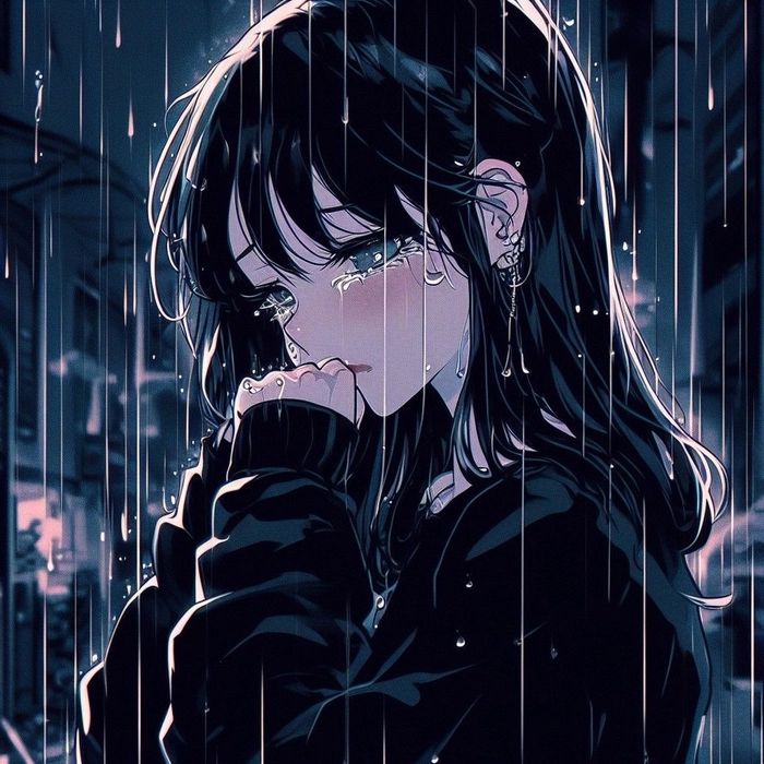 ảnh anime buồn trắng đen