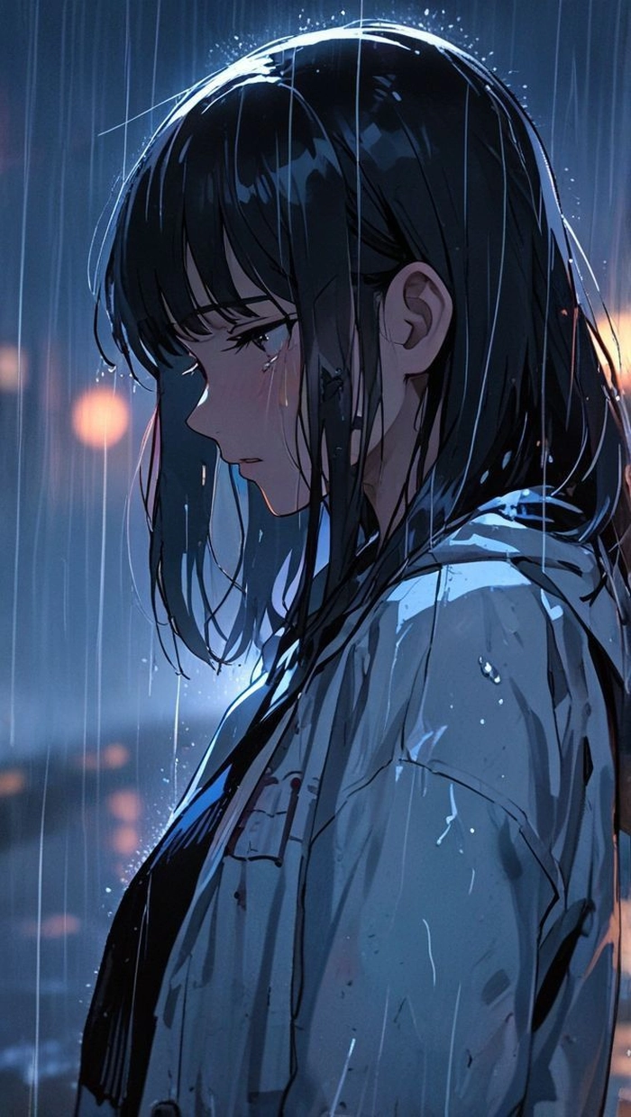 ảnh anime buồn trong mưa