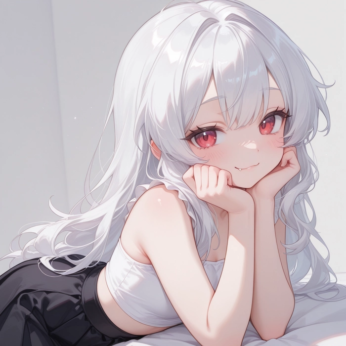 ảnh anime cute nữ tóc trắng