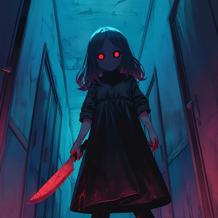 ảnh anime kinh dị cầm dao máu me