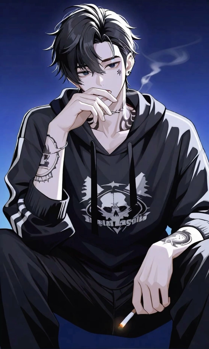 ảnh anime nam ngầu hút thuốc