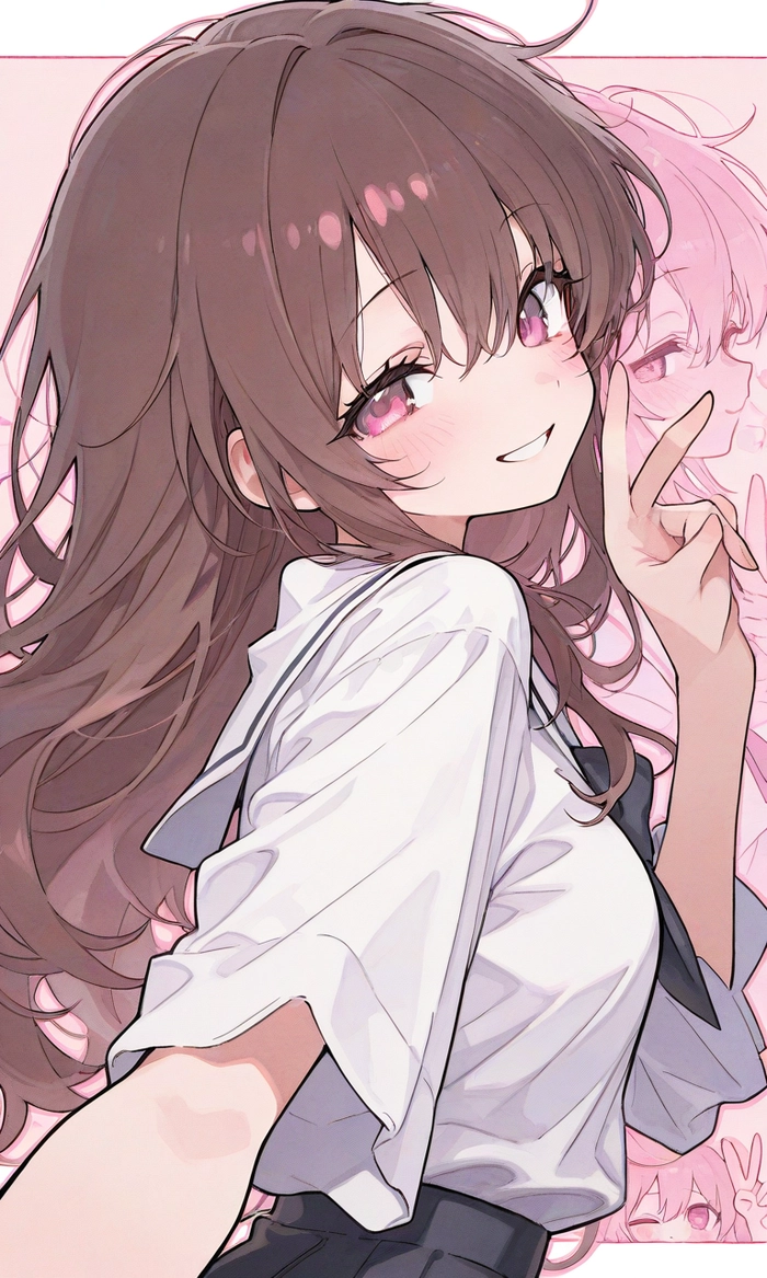 ảnh anime nữ màu hồng cute