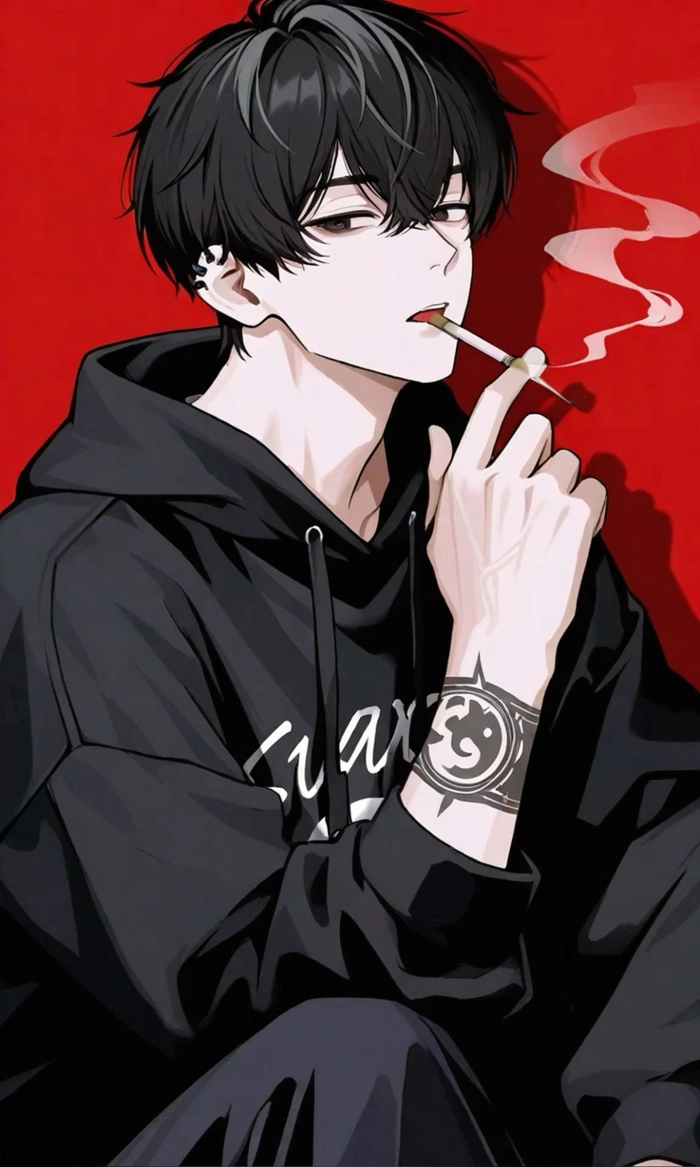 ảnh ngầu nam anime hút thuốc