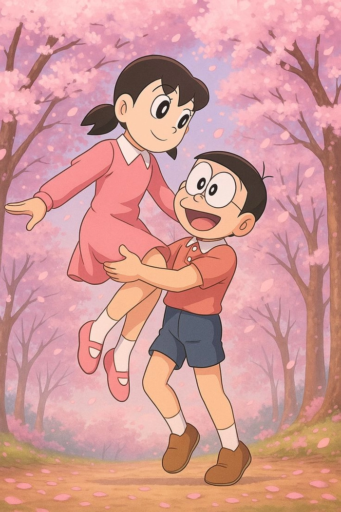 ảnh nobita và shizuka anime chibi