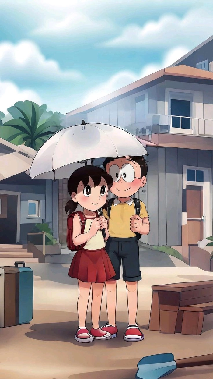 ảnh nobita và shizuka anime dễ thương