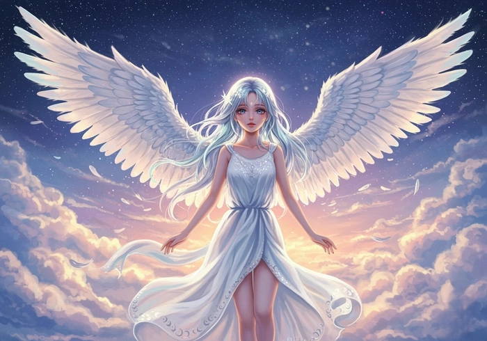 ảnh thiên thần anime màu trắng