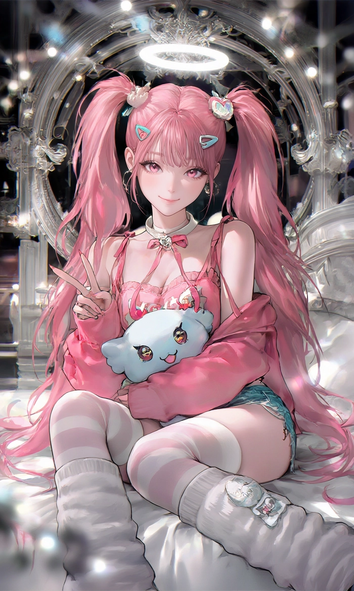 hình ảnh anime cute nữ màu hồng