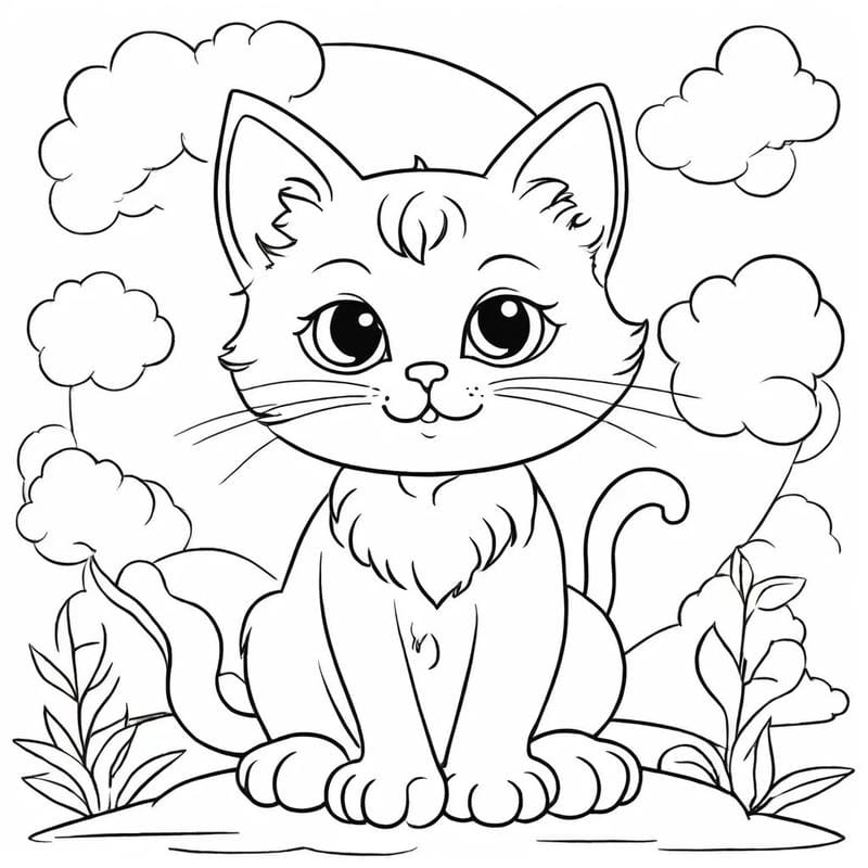 100+ Tranh tô màu con mèo cực dễ thương, giúp bé phát triển trí não
