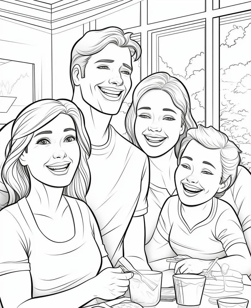 100+ Tranh tô màu gia đình hạnh phúc, mang đến phút giây vui vẻ cho bé