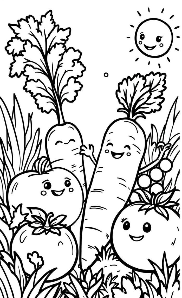 100+ Tranh tô màu các loại rau củ đơn giản, đường nét to rõ cho bé tập tô