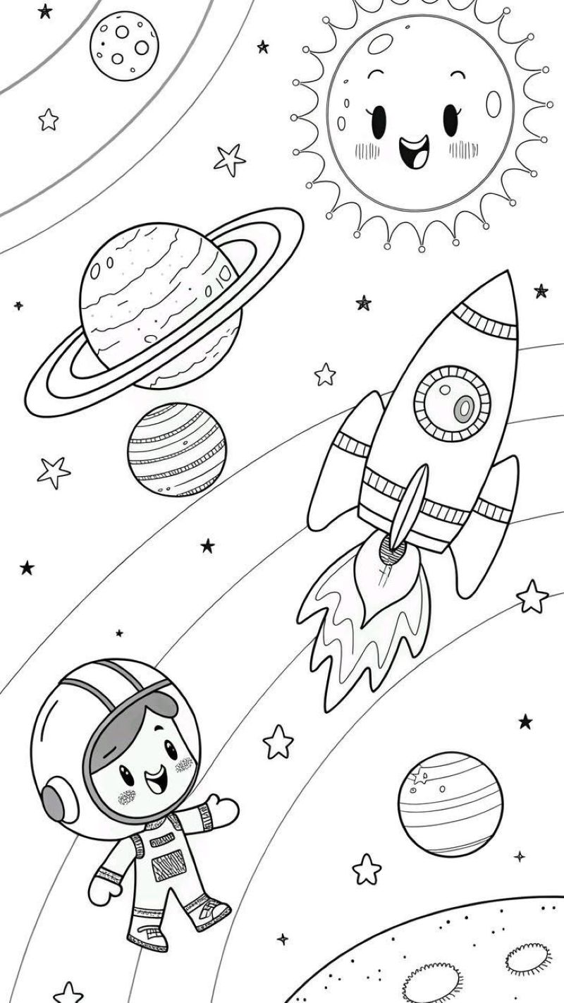 100+ Tranh tô màu không gian vũ trụ đẹp mắt, kích thích trí tưởng tượng